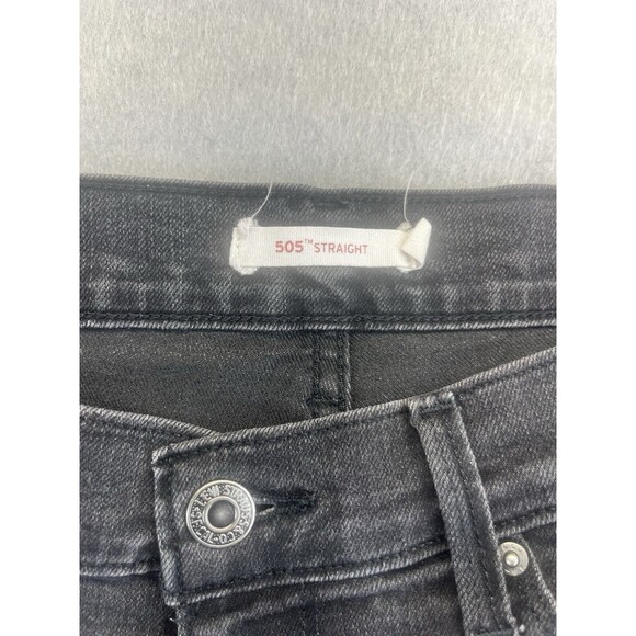 Levis 505 Straight Leg Womens 6 Denim Black Jeans Size 6S 28x30 Short Stretch - Picture 6 of 11